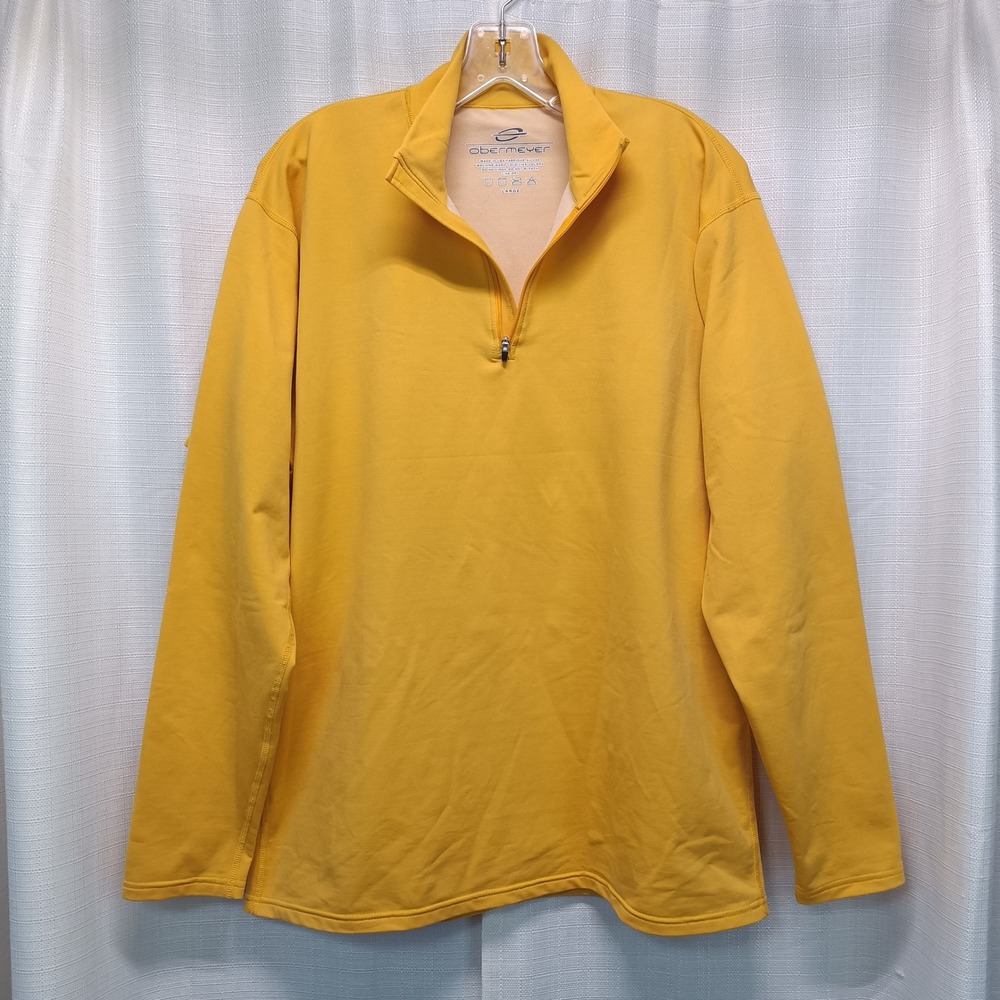 Obermeyer Mens L Quarter Zip Pullover Mustard‎ Yellow Long Sleeve Fleece USA